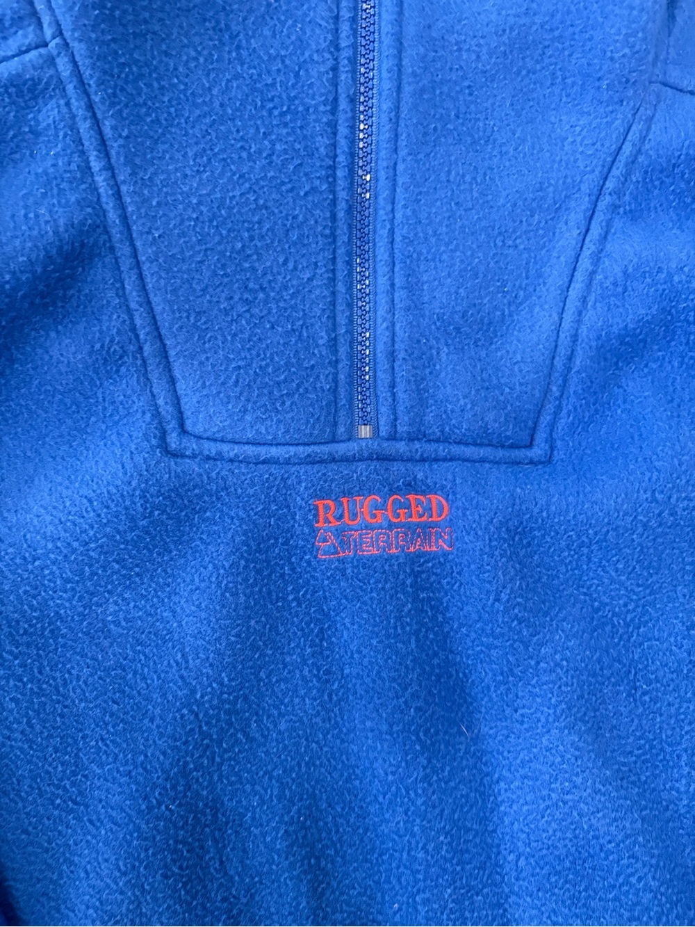 Vintage 90s Rugged Terrain Fleece Pullover Quarter Zip Blue Red L - Picture 6 of 8